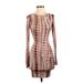 Princess Polly Casual Dress - Mini High Neck Long sleeves: Brown Print Dresses - Women's Size 0