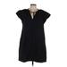 Gap Casual Dress - Mini Tie Neck Short sleeves: Black Print Dresses - Women's Size Large