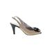 Bandolino Heels: Pumps Stilleto Cocktail Party Ivory Print Shoes - Women's Size 7 1/2 - Peep Toe