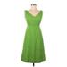 J.Crew Casual Dress - A-Line V Neck Sleeveless: Green Solid Dresses - Women's Size 2