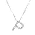 Amanda Rose Collection Diamond Initial Pendant Necklaces in 14K White Gold on a 14K White Gold 16 inch Chain| Real Diamond Initial Pendants in Real 14K White Gold, Gold Diamonds, white-diamond