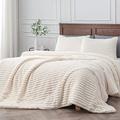 BEDELITE Fleece Twin Comforter Set -Super Soft & Warm Fluffy White Bedding, Luxury Fuzzy Heavy Bed Set for Winter with 1 Pillow Shams