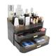 Womanht Makeup Organizer with 2 Drawers, Cosmetics Organizer for Bedroom and Bathroom Vanity Countertops, Large Capacity Cosmetic Storage Box for Skincare Cream Perfume Lipstick Dresser Counter-Black