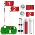 THIODOON 2 Pack Golf Flag 180cm Golf Holes and Flags for Garden Indoor Yard Putting Green Golf Hole Cup and Flag for Putting Practice Upgrade Anti-Rust Glass Fiber 5-Section Design with Connectors