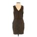 Sienna Sky Casual Dress - Sheath V Neck Sleeveless: Brown Print Dresses - Women's Size Small