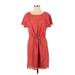 Madewell Casual Dress - Mini Scoop Neck Short sleeves: Red Solid Dresses - Women's Size 2