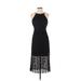 Romeo & Juliet Couture Cocktail Dress - A-Line High Neck Sleeveless: Black Solid Dresses - Women's Size Small