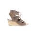 Dolce Vita Wedges: Tan Solid Shoes - Women's Size 7 1/2 - Peep Toe