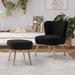 Slipper Chair - Willa Arlo™ Interiors Edison Upholstered Slipper Chair & Ottoman, Solid Wood in Black | Wayfair 000BBF9DC4F042CB96EFE079AC9E4279