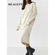 REALEFT-Robe longue surdimensionnée pour femme col rond manches longues robe pull femme