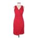 Banana Republic Casual Dress - Party V Neck Sleeveless: Red Solid Dresses - Women's Size 6