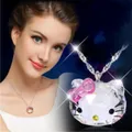 2023 Anime Necklace Pink Crystal Cute Cat Porcelain Brand Trendy Pendants Necklace Fashion Jewelry