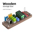 25 Slots Walnut Wooden Card Storage Box S D Card Memory Card Desktop Card Storage Holder Organizer