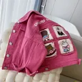 2-7Year Girls Denim jacket 2023 New Children's Polo Cartoon Coat Spring and Autumn Top Girls' Baby