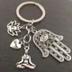 1pc ICH Liebe Yoga Charme Keychain Hamsa Schmuck Ohm Symbol Schlüsselring Lotus Schmuck OM