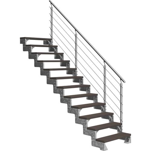 „DOLLE Außentreppe „“Gardentop““ Treppen 14 TRIMAX-Stufen dunkelbraun, inkl. einseitigem AluMetallES Gr. gerade, braun (dunkelbraun) Treppen“