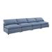 DIY Armless Sectional Sofa Sets Modern Wedge Accent Couch with Linen Ottoman Chaise Lounge Bench for Living Room Sofa