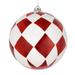 Vickerman 6" Red Ball with White Diamond Glitter Christmas Ornament, Set of 3