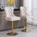 Modern Velvet Upholstered Swivel Barstools with Golden Footrest Set of 2-Adjustable Height（3 Colors）