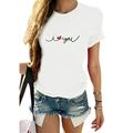 Niuer Ladies T-Shirt Love Heart Print Tops Short Sleeve Tee Boho Tunic Blouse Valentine s Day Shirt White 2XL