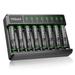 HiQuick Rechargeable AAA Batteries 1100mAh (8 Pack) + 8 Bay Smart LCD Screen Battery Charger for AA/AAA Ni-MH/NiCD Batteries