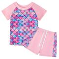 Esaierr Girls Short Sleeved Two-Piece Swimsuits Outfits for Toddler Kids Sequins Summer Bathing Suits 4-12 Years Girls Swimwear