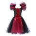 Tosmy Toddler Kids Baby Girl Clothes Magnificent Witch Black Gown Fancy Dress Up Party Tulle Dresses Kids Party Dress