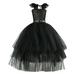Tosmy Toddler Sleeveless Girl Clothes Strap Halter Black Mesh Dress Performance Fashion Dress Clothes
