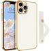 iPhone 13 Pro Max Phone Case iPhone 13 Pro Max Case Slim Fit Soft TPU with Adjustable Wristband Kickstand Scratch Resistant Shockproof Protective Cover for iPhone 13 Pro Max 6.7 White/Golden