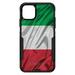DistinctInk Case for iPhone 15 PRO (6.1 Screen) - OtterBox Commuter Custom Black Case - Italian Flag Italy Waving Red White Green - Show Your Love of Italy