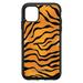 DistinctInk Case for iPhone 15 PLUS (6.7 Screen) - OtterBox Symmetry Custom Black Case - Orange Black White Tiger Skin Print - Animal Print