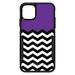 DistinctInk Case for iPhone 15 (6.1 Screen) - OtterBox Commuter Custom Black Case - Black White Purple Chevron - Black & White Chevron Stripes Pattern