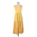 Joie Casual Dress - Midi V Neck Sleeveless: Yellow Print Dresses - Women's Size 2