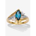 Women's 1.32 Tcw Marquise Cut Topaz And Cz 18K Yellow Gold-Plated Sterling Silver Ring by PalmBeach Jewelry in Blue (Size 6)