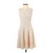 Speechless Casual Dress - A-Line High Neck Sleeveless: Ivory Solid Dresses - Women's Size 2X-Small