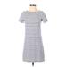 Joules Casual Dress - Mini Crew Neck Short sleeves: White Print Dresses - Women's Size 4