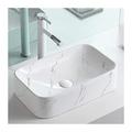 Bathroom Sink Marble Texture Bathroom Sink, 18.9"X11.6" Rectangular Ceramic Vessel Sink, White Ceramic Above Counter Countertop Sink, for Lavatory Vanity Cabinet Bathroom Vessel
