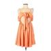 Lulus Cocktail Dress - A-Line Plunge Sleeveless: Orange Print Dresses - Women's Size Medium