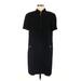 Liz Claiborne Casual Dress - Shift Collared Short sleeves: Black Print Dresses - Women's Size 12