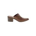 Madden Girl Heels: Slip-on Chunky Heel Casual Brown Print Shoes - Women's Size 7 1/2 - Almond Toe