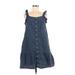 Universal Thread Casual Dress - Mini Scoop Neck Sleeveless: Blue Print Dresses - Women's Size Medium