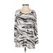 JM Collection Long Sleeve Top Silver Scoop Neck Tops - Women's Size P