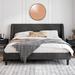 Red Barrel Studio® Toderick Platform Bed w/ Deluxe Wingback & Linen Blend Upholstered/Metal in Gray | 41.3 H x 79.5 W x 81.7 D in | Wayfair