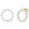 Lulu & Jane Perlen-Ohrstecker Messing Muschelkernperle in Gelbgold 18,3 mm Damen