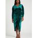 Plus Size Women's V Neck Pleated Front Dress by ELOQUII in Emerald (Size 16)
