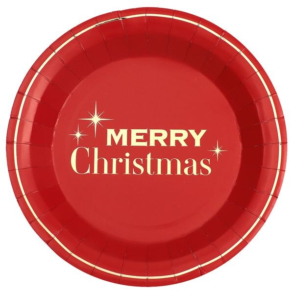 500 Teller Weihnachten rot gold Merry Christmas Pappteller Einweg Image