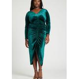 Plus Size Women's V Neck Pleated Front Dress by ELOQUII in Emerald (Size 24)