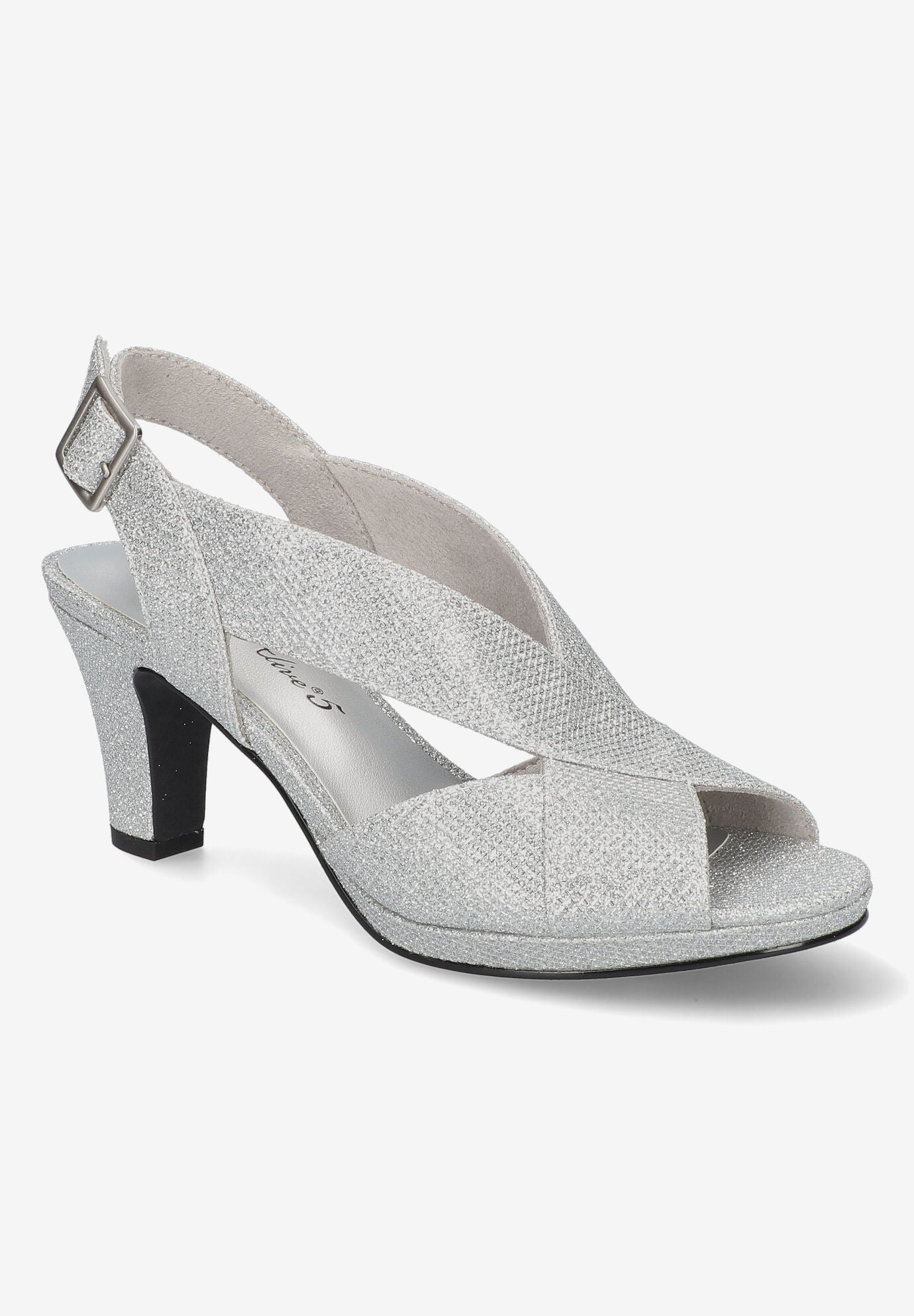 Wide Width Women's Christy Sandals by Easy Street in Silver Glitter (Size 12 W)