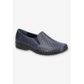 Wide Width Women's Eternity Casual Flat by Easy Street in Navy Woven (Size 9 W)