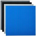 Classic Stackable Baseplates 25x25cm | Compatible with LEGO Blocks, Compatible with LEGO Base Plates | Baseplates for Building Towers, Tables, & More | Black, Blue, & Gray